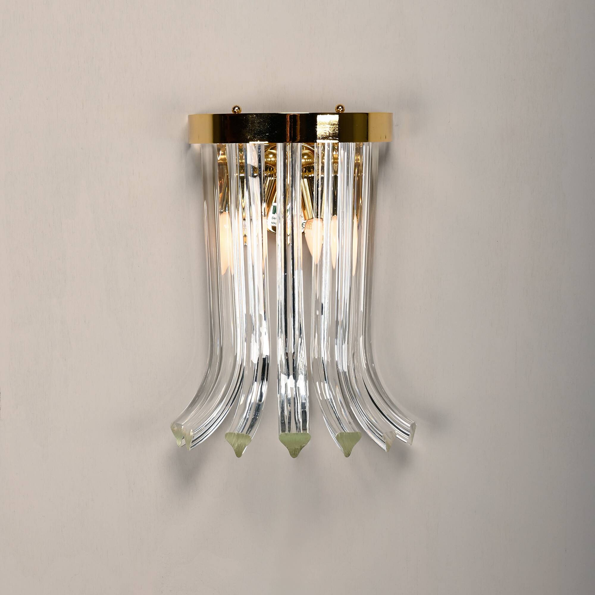 Wall lamps of brass and crystal glass by Novaresi, Italy 1970s
