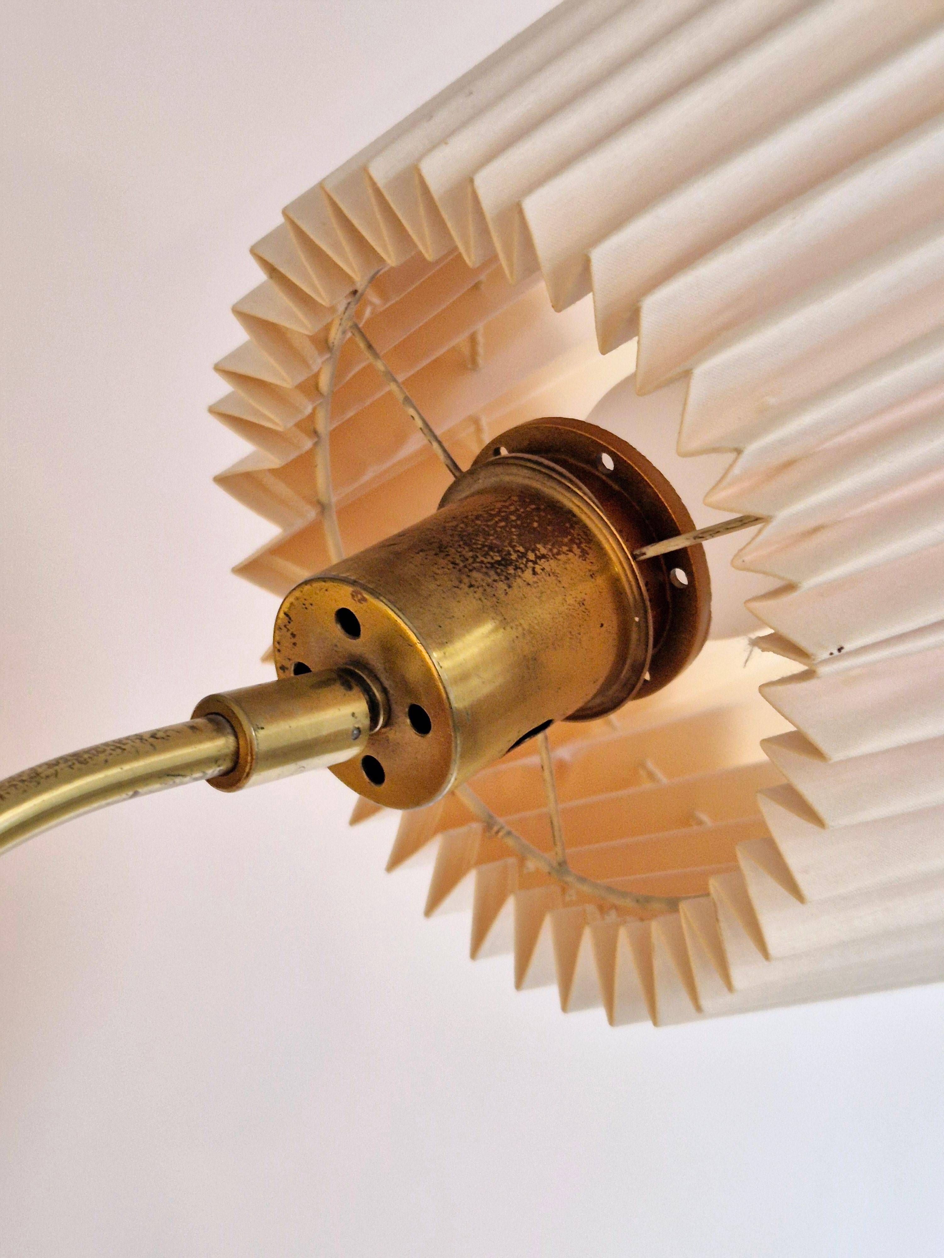 Brass floor lamp with dark brown leather trim, Swedish / Scandinavian Modernity