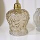 Cascade pendant light with 3 molded glass globes in vintage arabesque amber glass