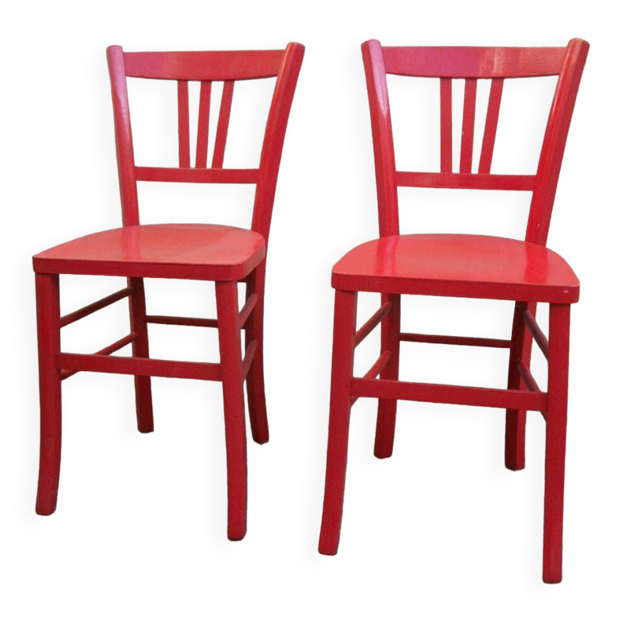Pair of red bistro chairs