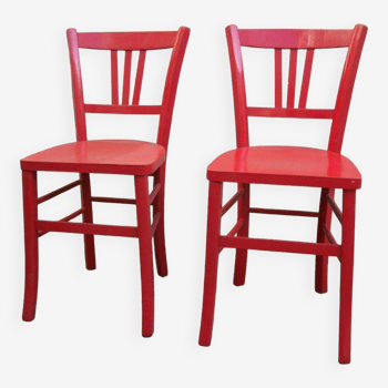 Pair of red bistro chairs