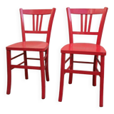 Pair of red bistro chairs