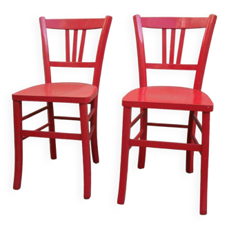 Pair of red bistro chairs