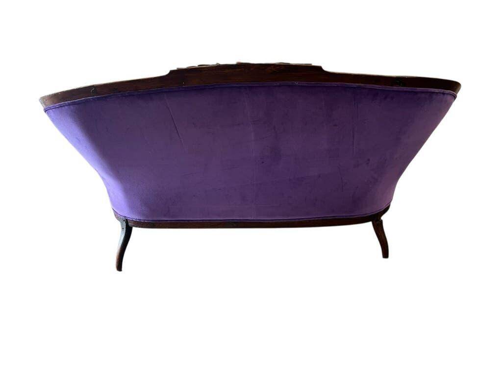 Fauteuil/canapé trois places baroque vintage violet-pourpre