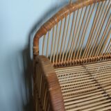 Wicker rattan wall shelf