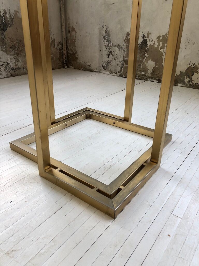 Italy octagonal table 70s glass and brass