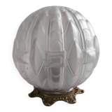 Art Deco ceiling light in frosted glass and bronze 1920