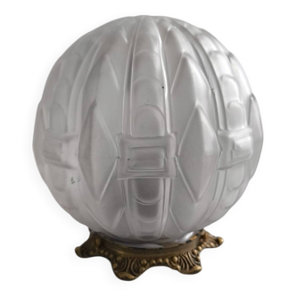 Art Deco ceiling light in frosted glass and bronze 1920
