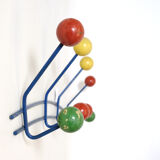 Multicolored coat rack in wood and metal