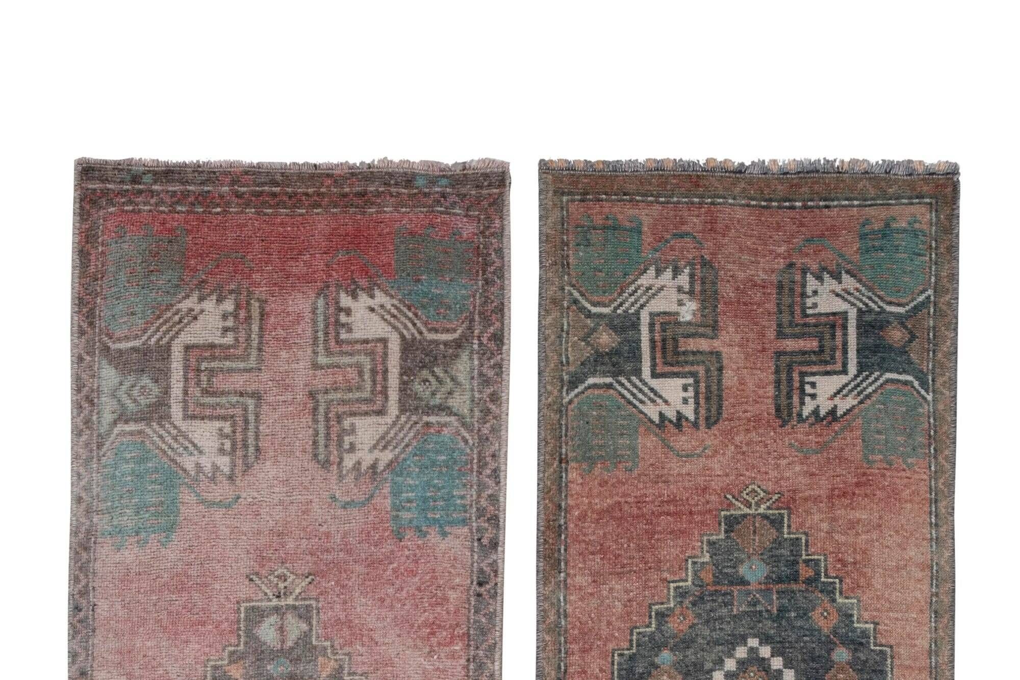 Set of 2 vintage handmade Turkish rugs 46x120 cm