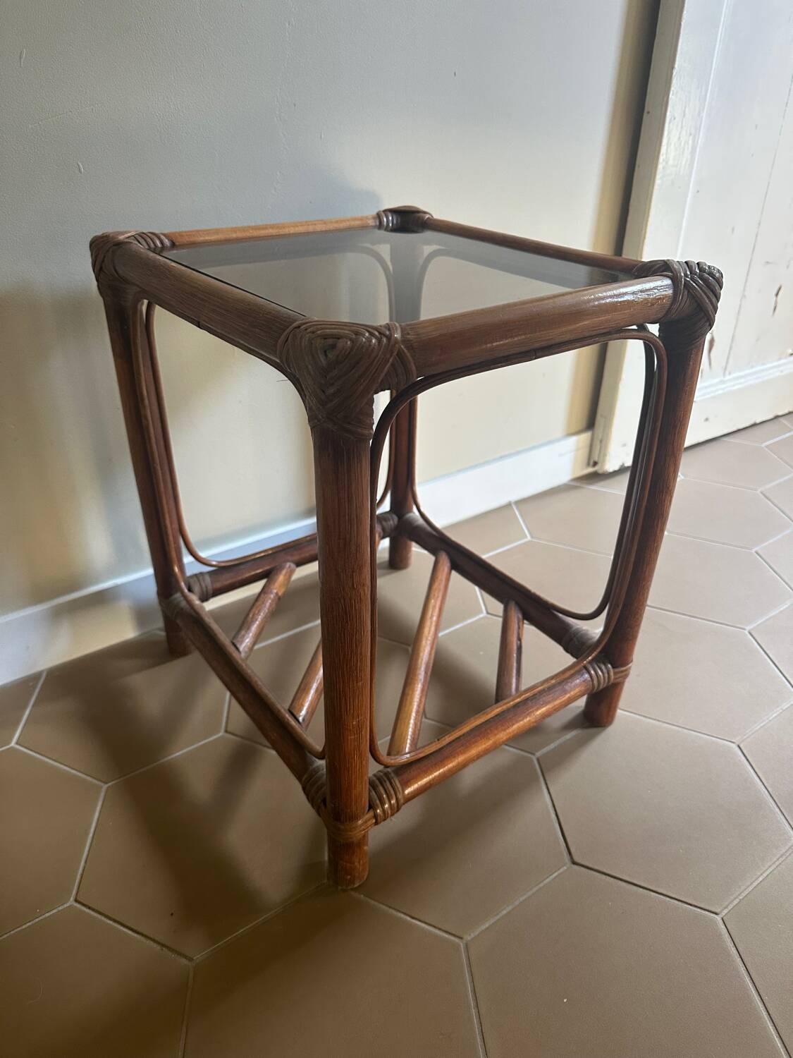 Bamboo and glass table