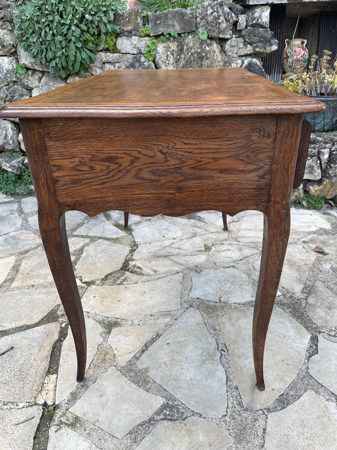 Louis XV style carved solid oak writing table, 19th century