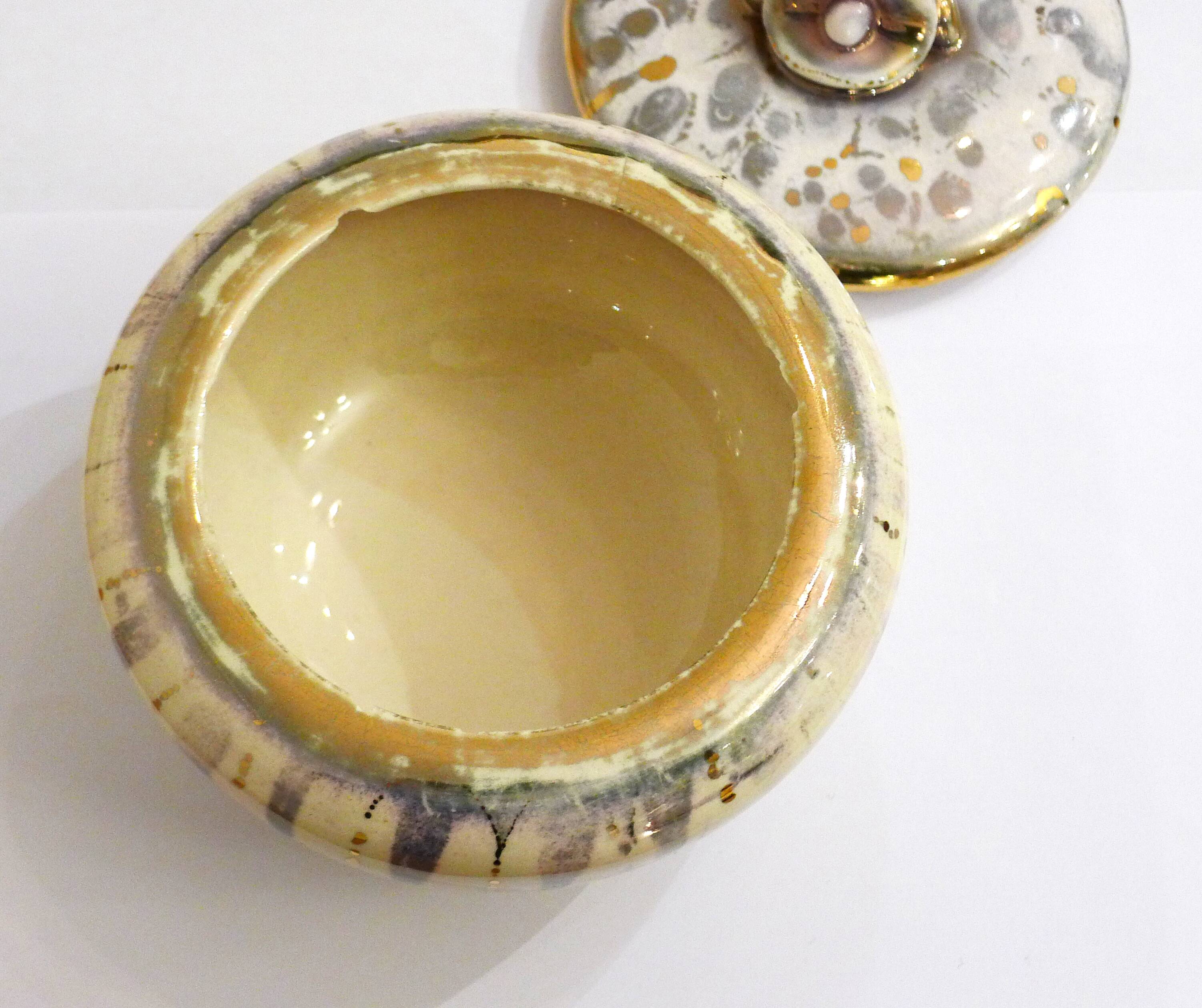 Gold & silver specid earthenware jewellery box