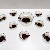 Set of Ten Smoked and Crimson Murano Glass Dessert Bowls in the style of Ze