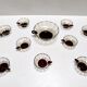 Set of Ten Smoked and Crimson Murano Glass Dessert Bowls in the style of Ze