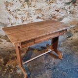 Antique trestle table in oak – France early 20th century – 110 cm