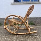 Rocking chair rotin 1960 bambou
