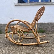 Rocking chair rotin 1960 bambou