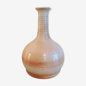 Soliflore vase in beige ceramic by Gres du Marais / vintage 70s