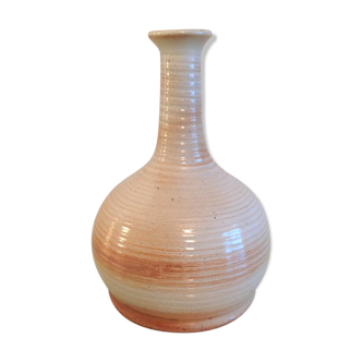 Vase soliflore en ceramique beige par Gres du Marais / vintage années 70