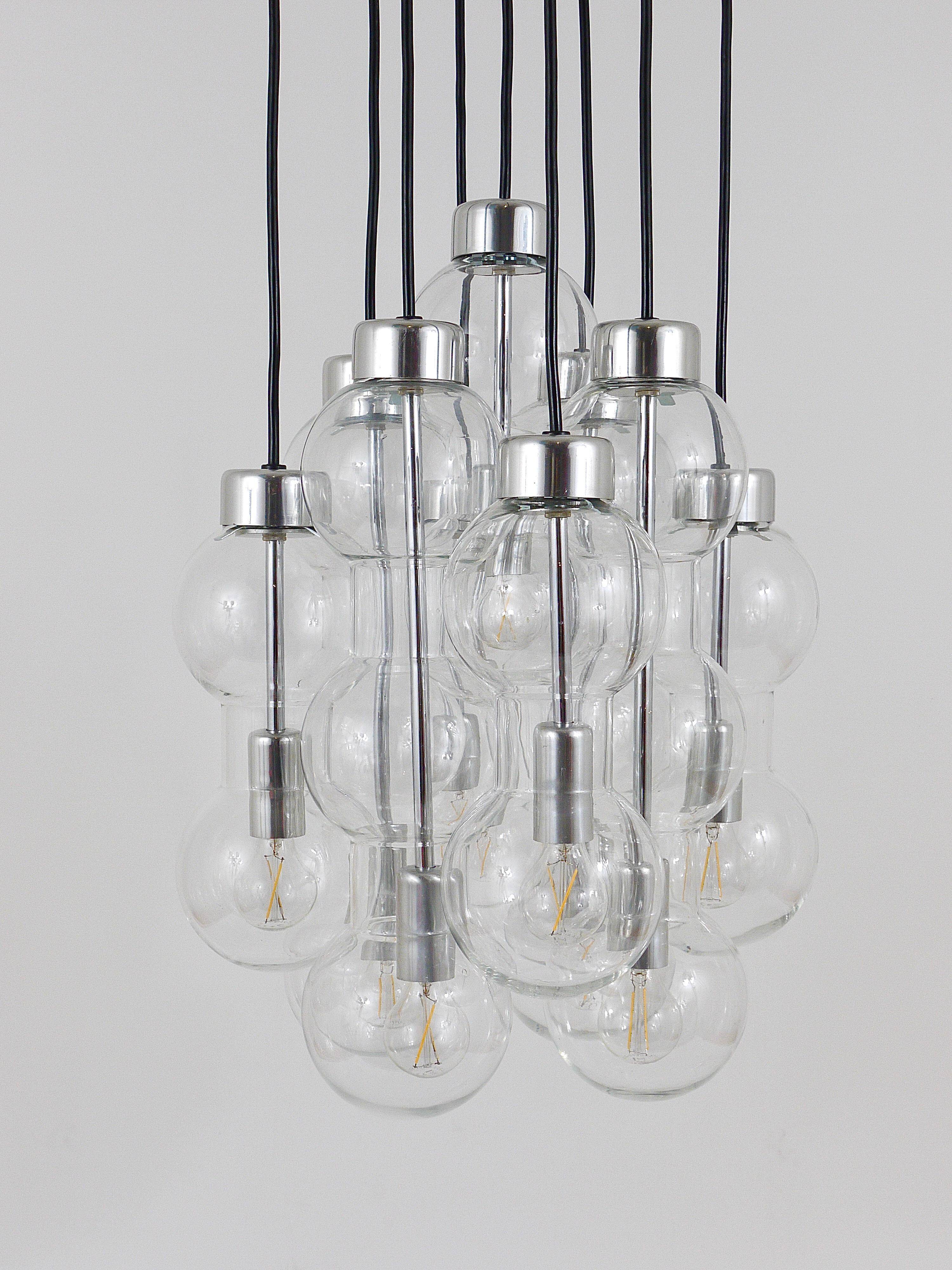 Impressive cascading hourglass chandelier Doria, Space Age, Germany, 1960s.