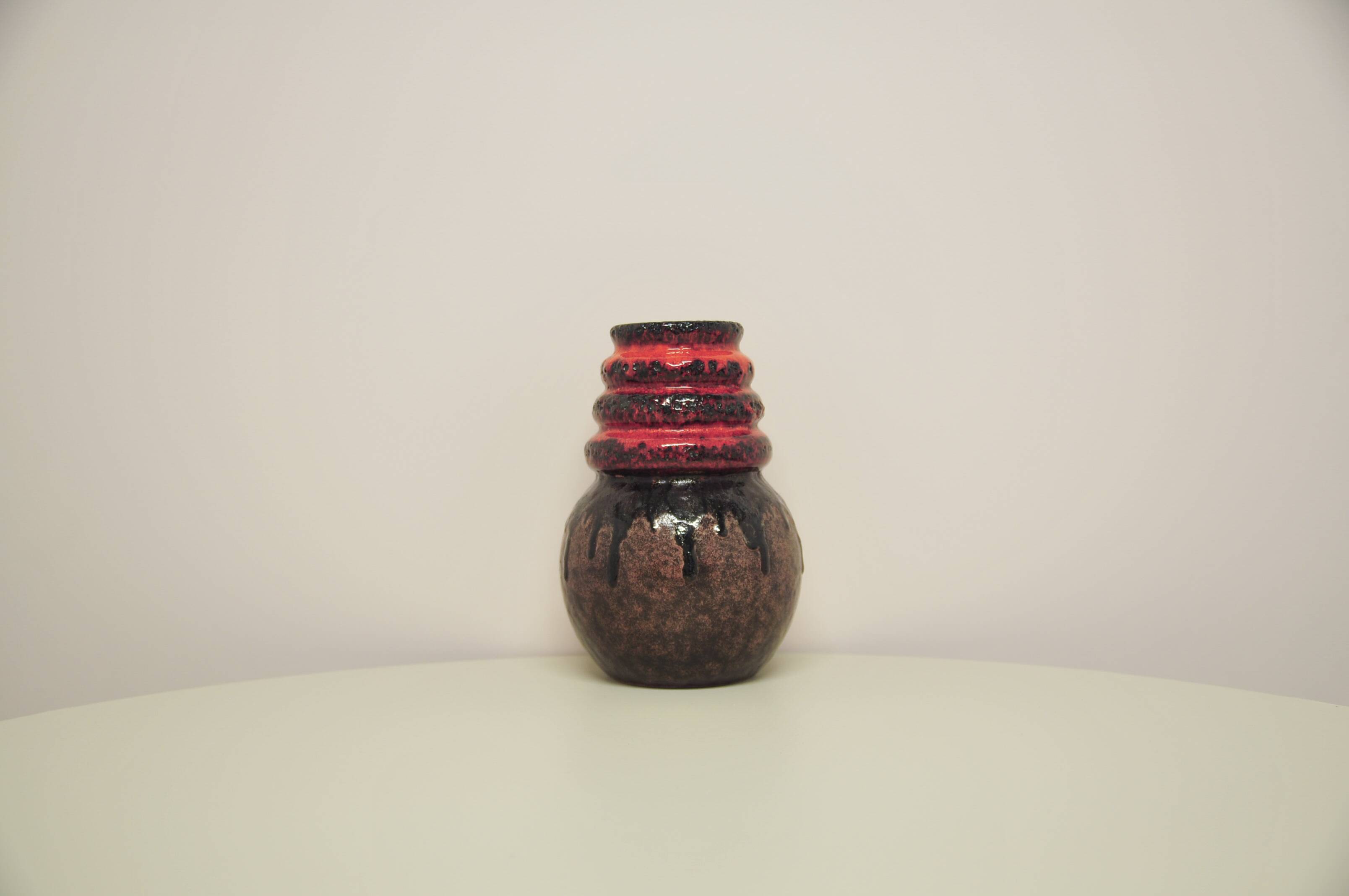 vintage red & brown Fatlava West Germany vase Scheurich