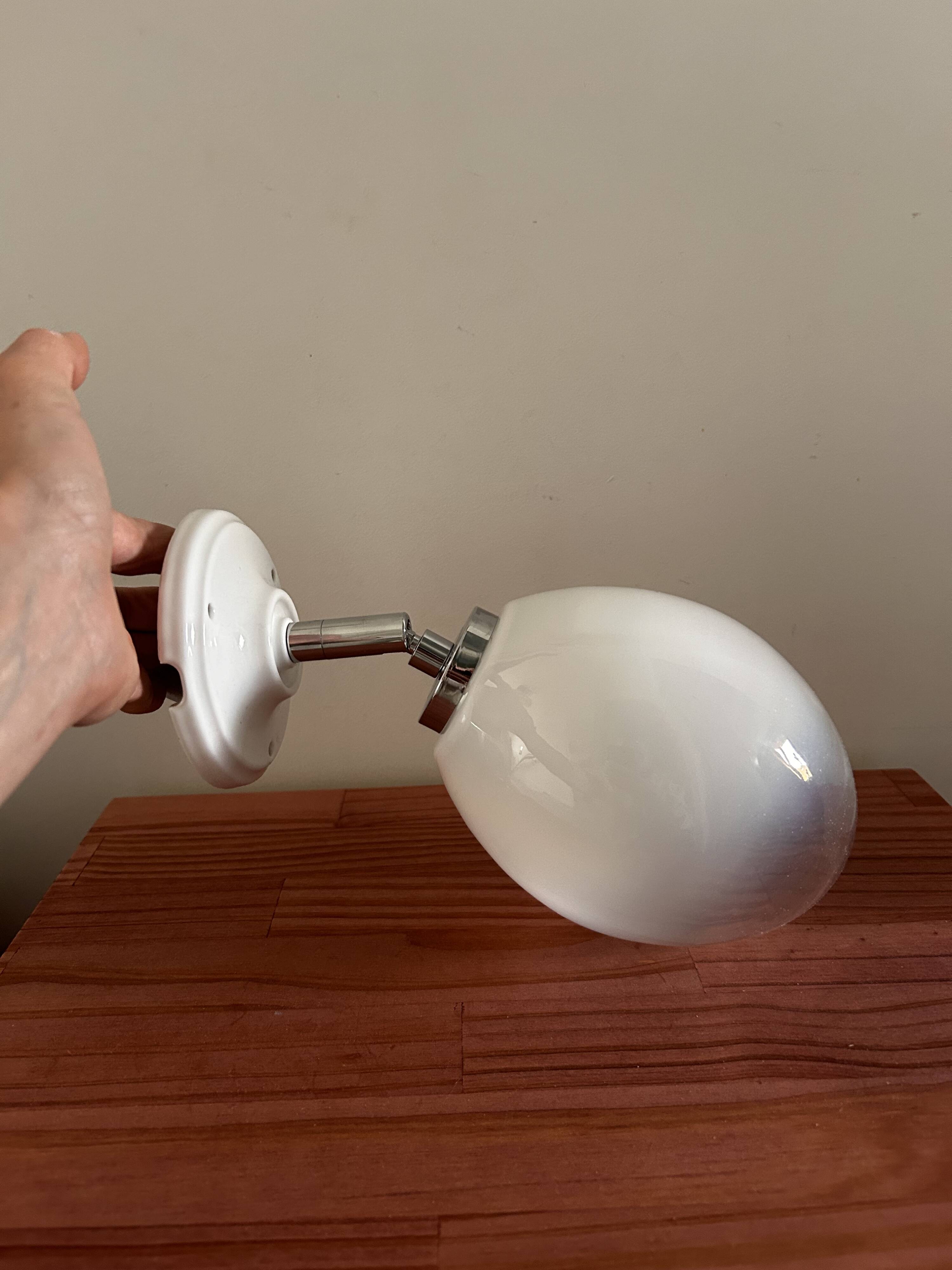 Vintage white opaline wall light