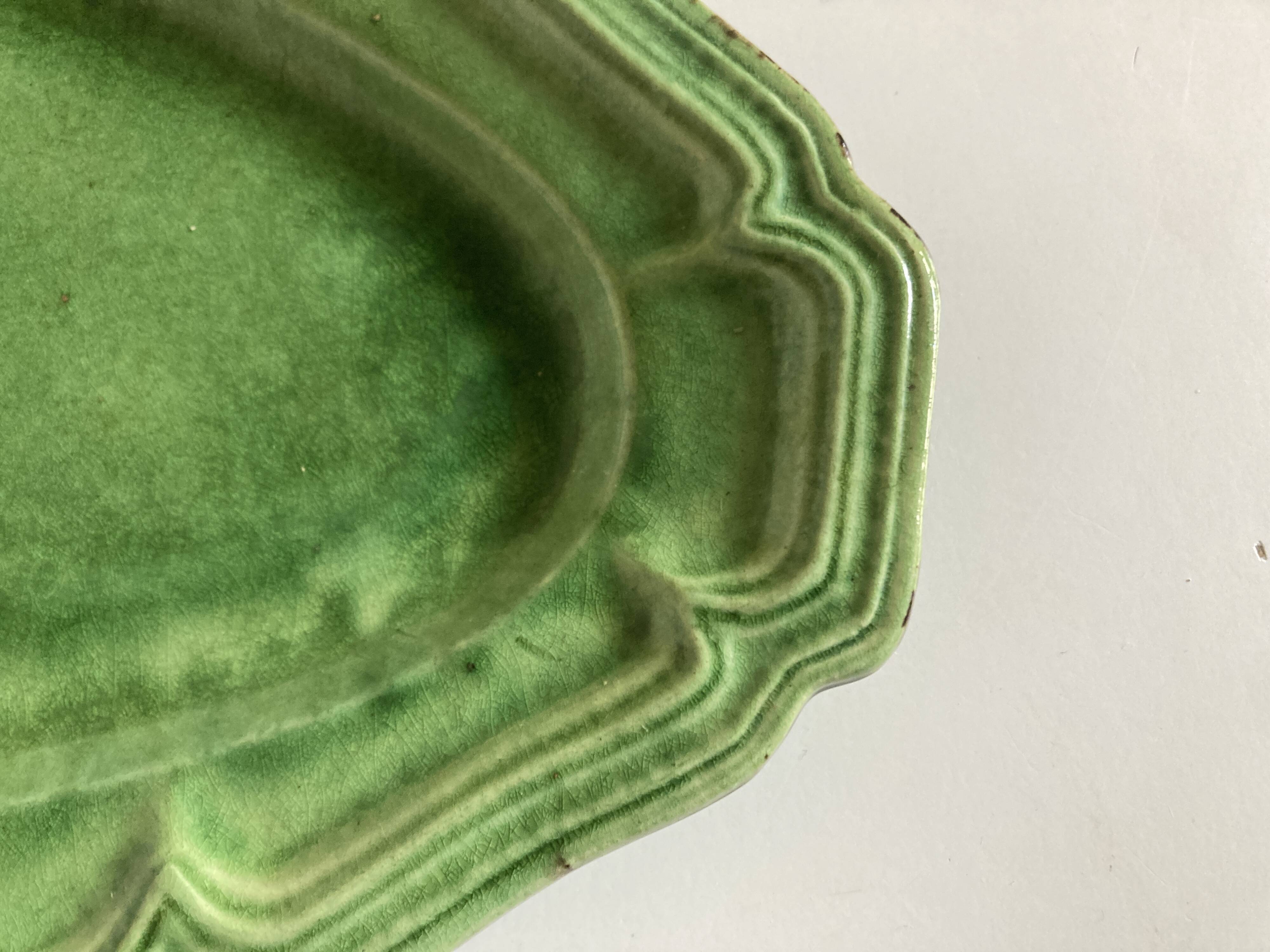 Dieulefit XXXL glazed earthenware dish with fluting 1950