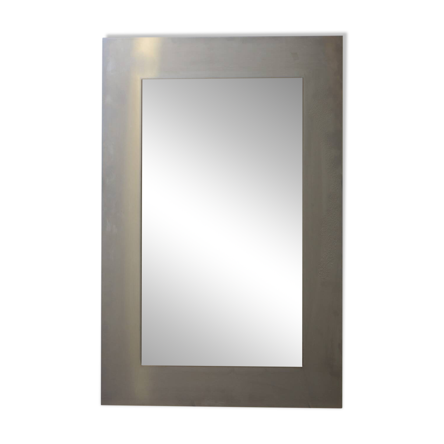 large smoked mirror on brushed aluminium