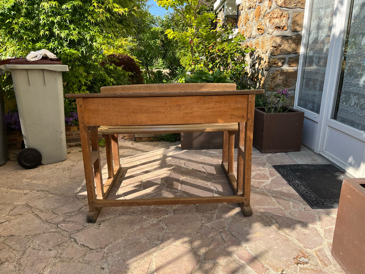 Old wooden schoolboy desk