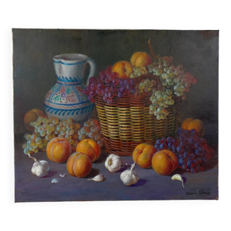 'Cestas de Frutas' (Basket of fruit) Oil on canvas signed Ignacio Besga