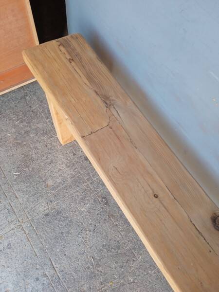Bench 180 cm old solid wood with patina
