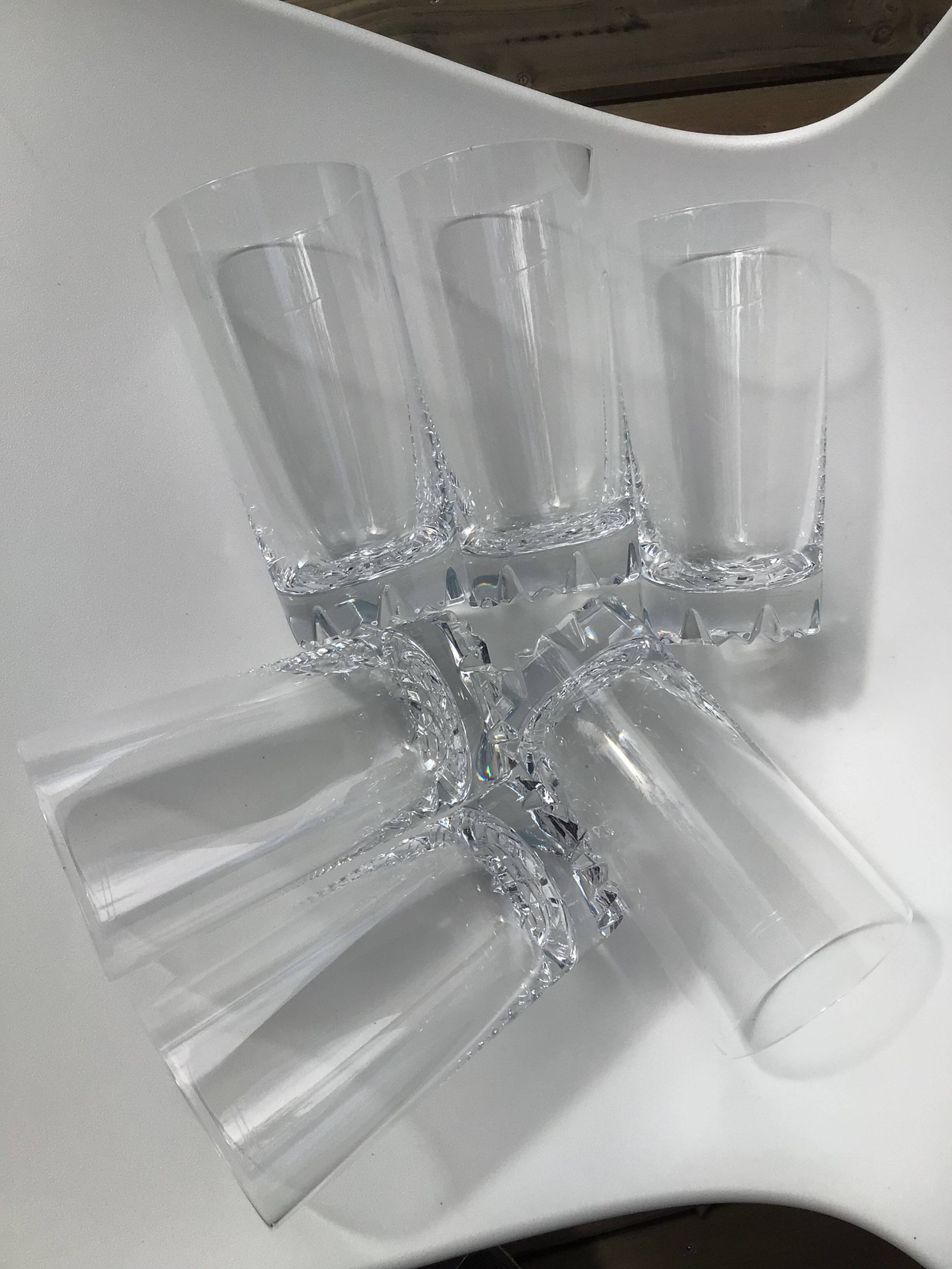 6 Crystal Long Drink Glasses with Spikes