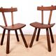 Brutalist pair of chairs in Elm in the style of Jean Touret 1950.