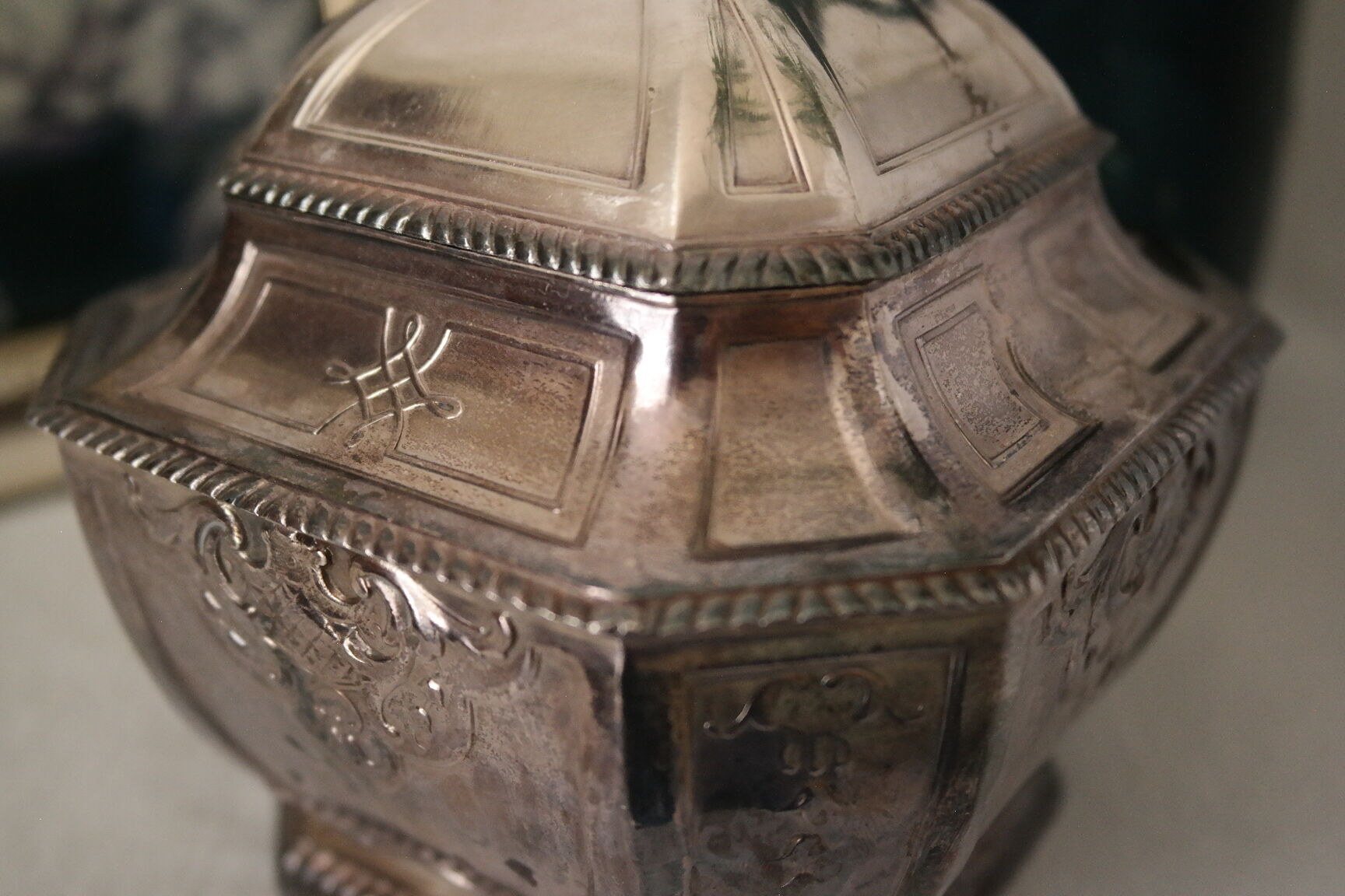 Silver metal candy sugar bowl lutetia france old