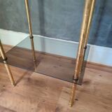 Smoked glass side table or pedestal table from the 70s