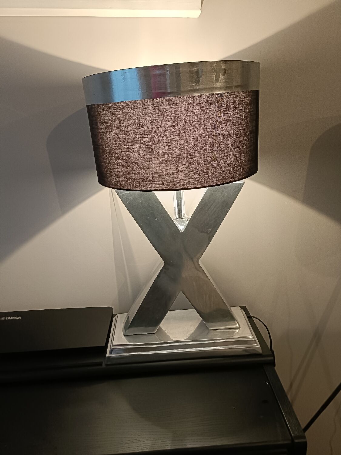 Lamp in X, cross, steel, design