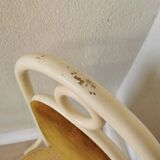 Vintage Thonet Bentwood Dining Chair: Cane Seat, Yellow Fabric Back