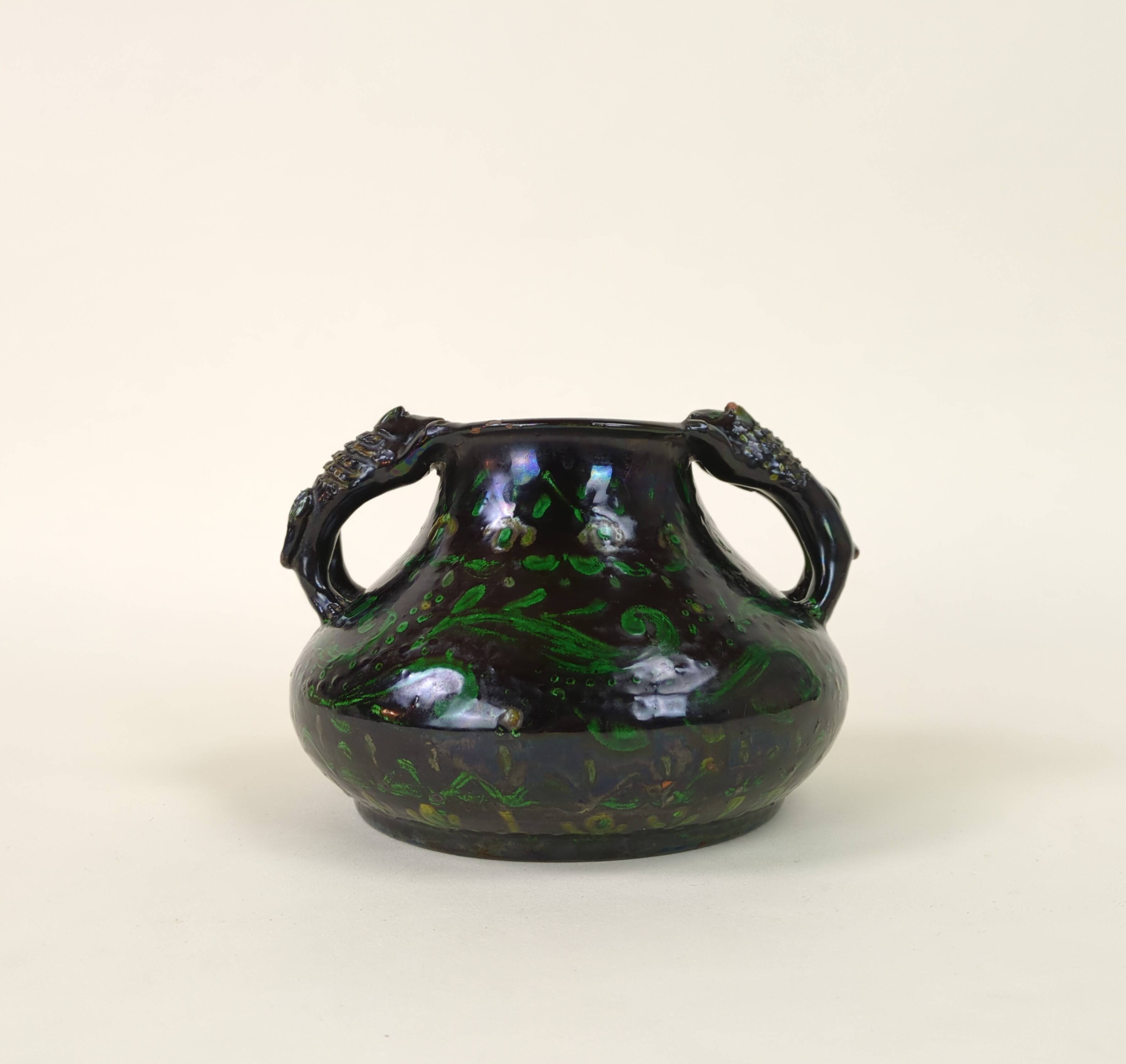 Spanish pottery vase with two handles