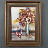 Oil on panel 20th century still life bouquet of flowers by Mazen