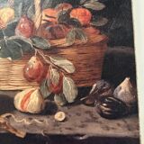 Small still life painting on a black background.