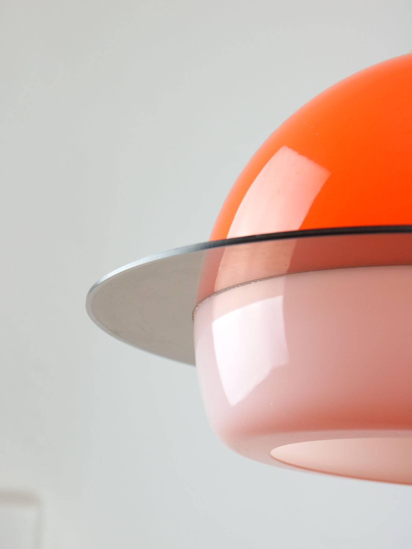 Italian Orange Space Age Saturn Lamp, 70s