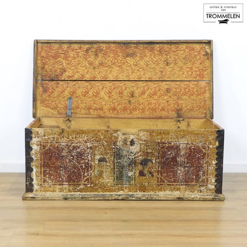 Antique Painted Folk art bridal chest
