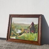 Oil painting landscape wooden frame