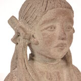 1960s Stone bust, Signed V.M.