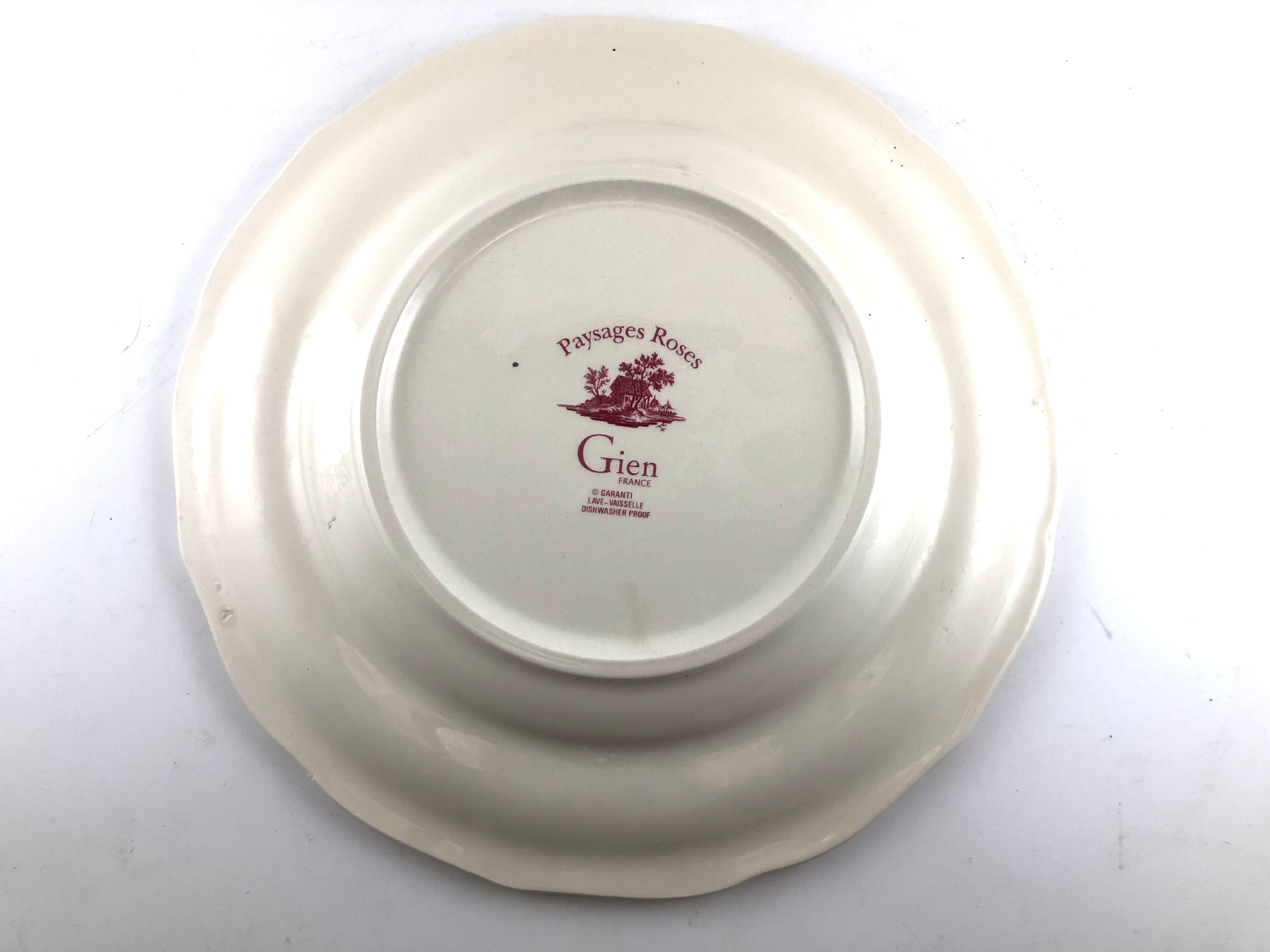 Assiette Gien paysages roses