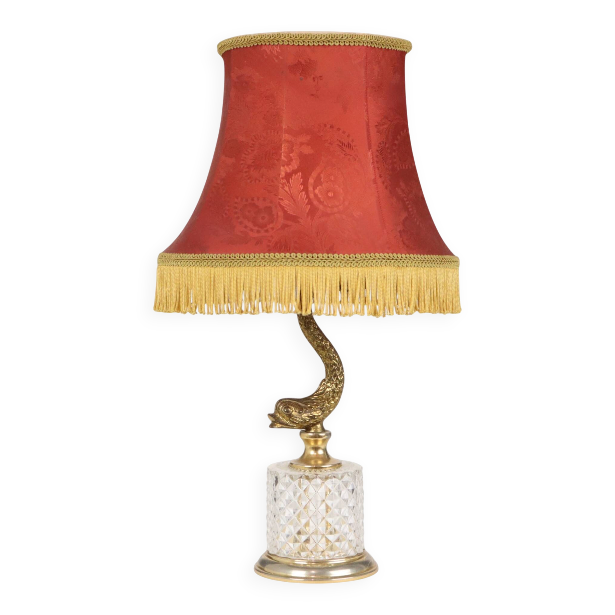 Vintage Brass Table Lamp Mythical Dolphin 45cm