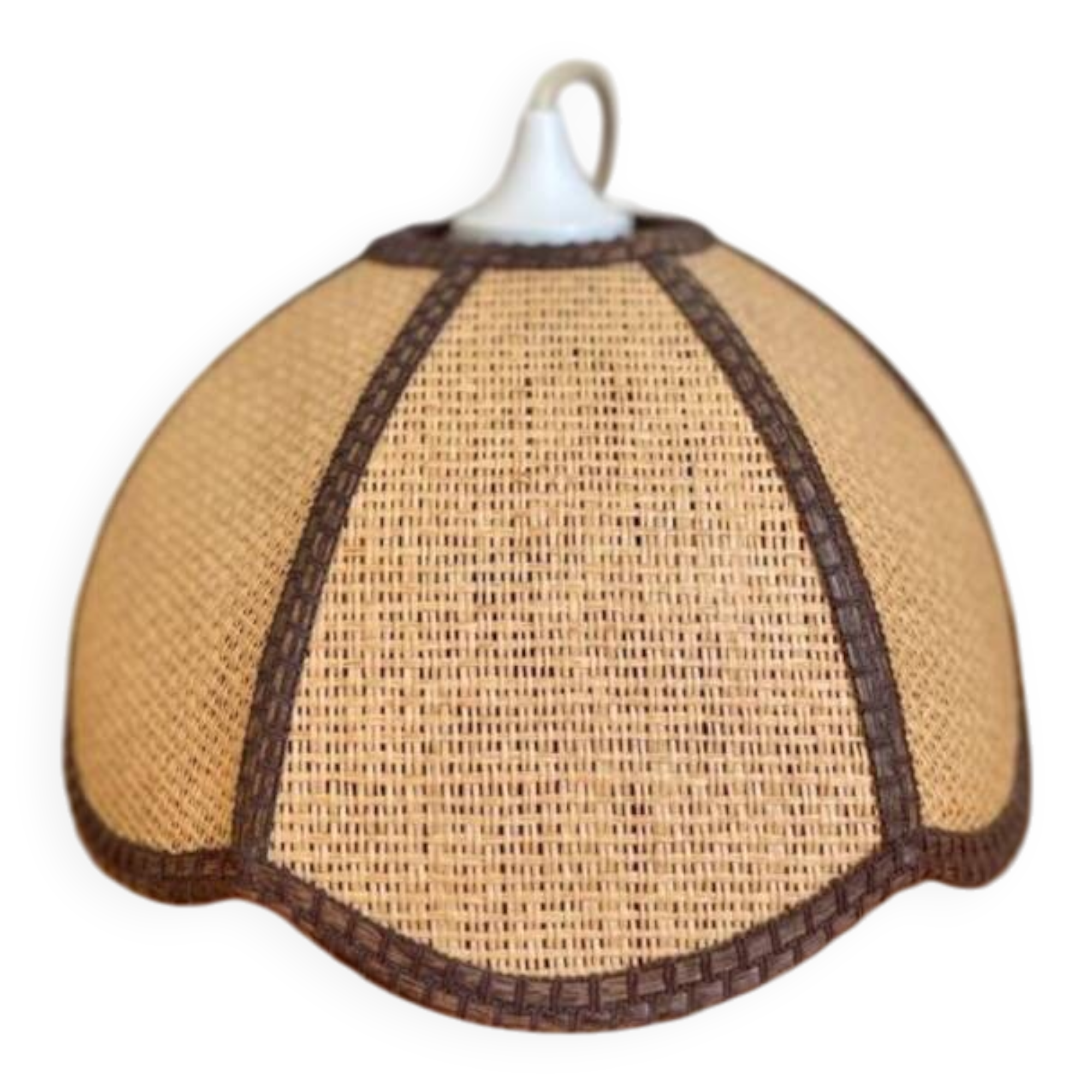 Suspension vintage en rotin formant une fleur