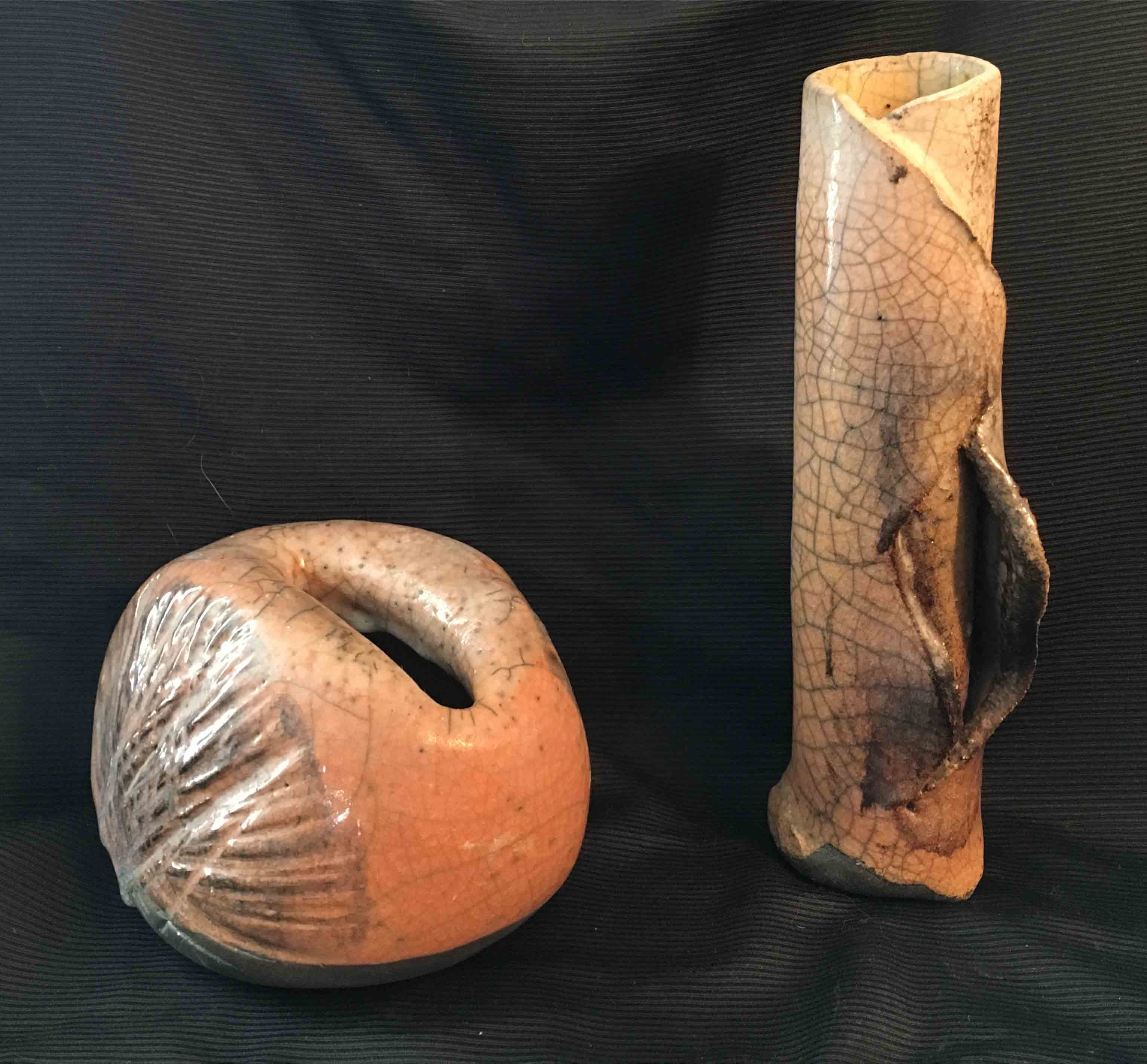 Deux vases céramique émail Raku craquellé