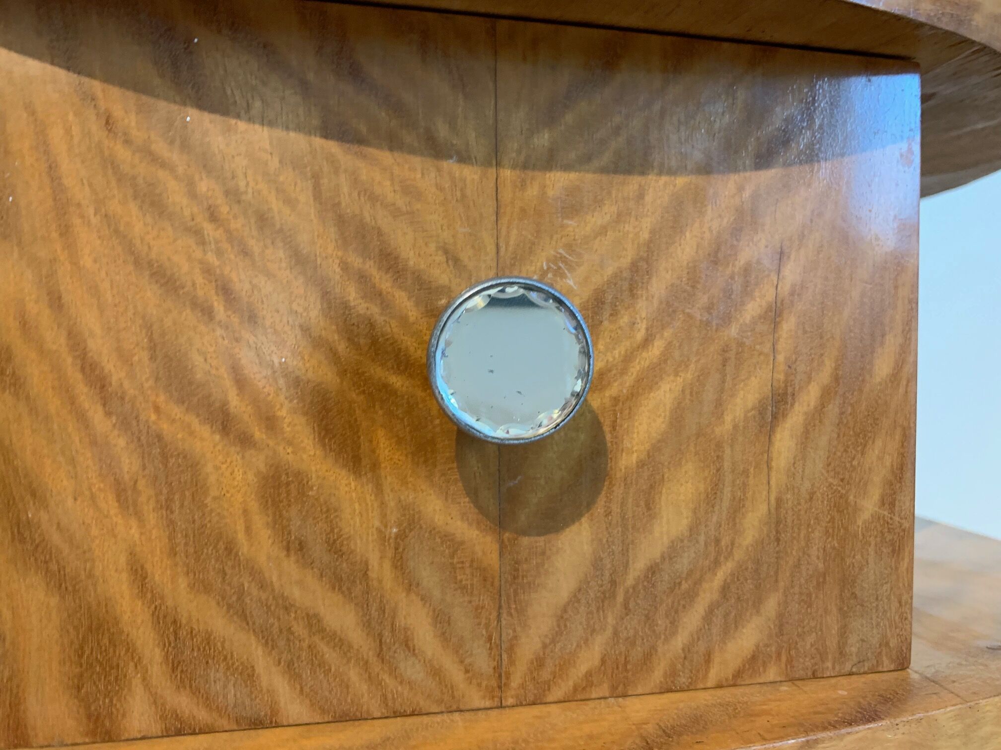 Pair of art deco bedsides in lemon tree magnifying glass